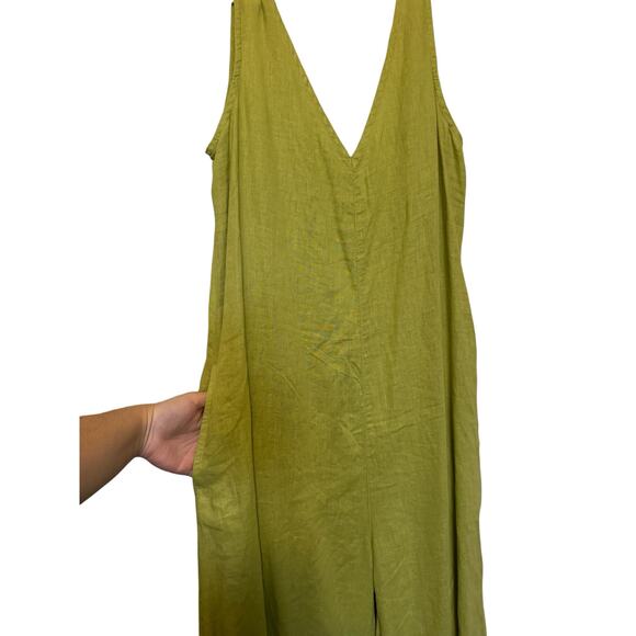 Calypso St. Barth Linen Blend Wide Leg Jumpsuit Lime Green M NWT - Picture 3 of 9